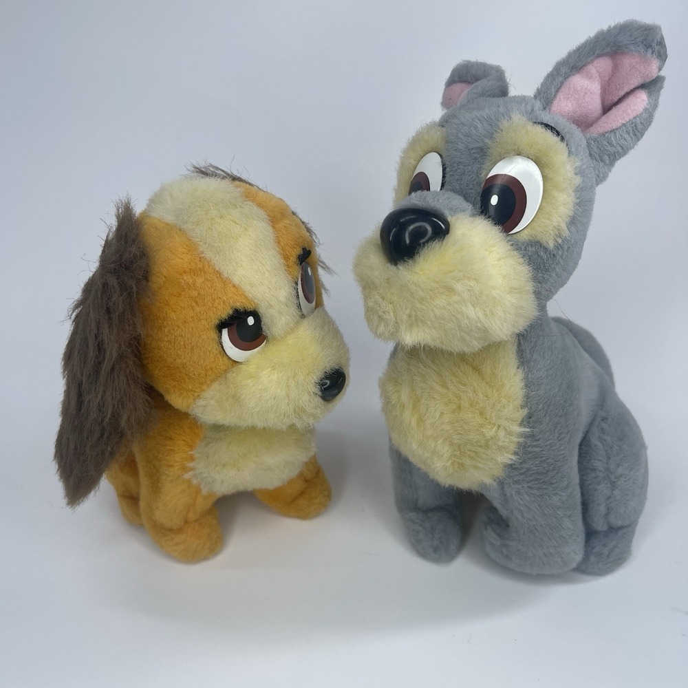 Vintage Disneyland Walt Disney World Lady 7" and the Tramp 9" Plush Lot